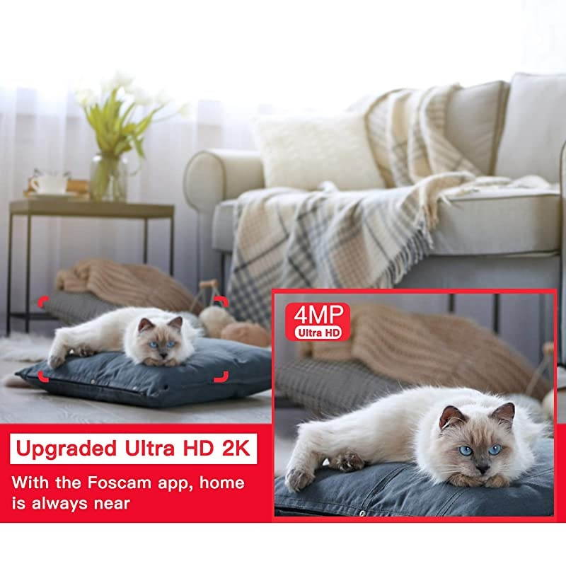 Home Security Camera  R4S 4MP WiFi IP CameraWireless Baby Monitor with AI Human Detection Sound Detection 33ft Night Vision 2 Way Audio Camera Compatible with Alexa Black