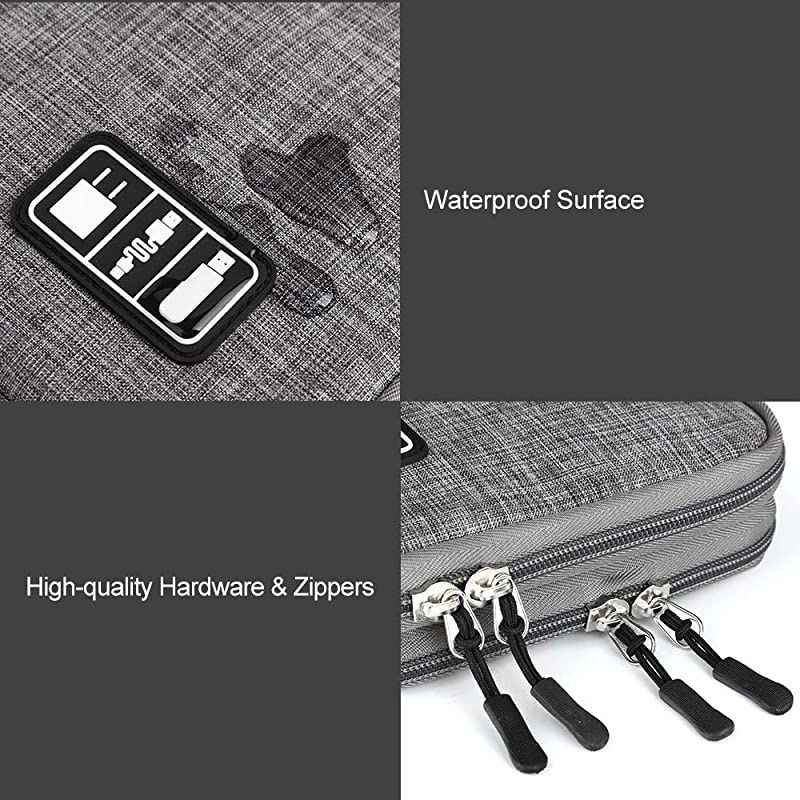 Electronics Organizer  Electronic Accessories Cable Organizer Bag Waterproof Travel Cable Storage Bag for Charging Cable Cellphone Mini Tablet and More Grey Large