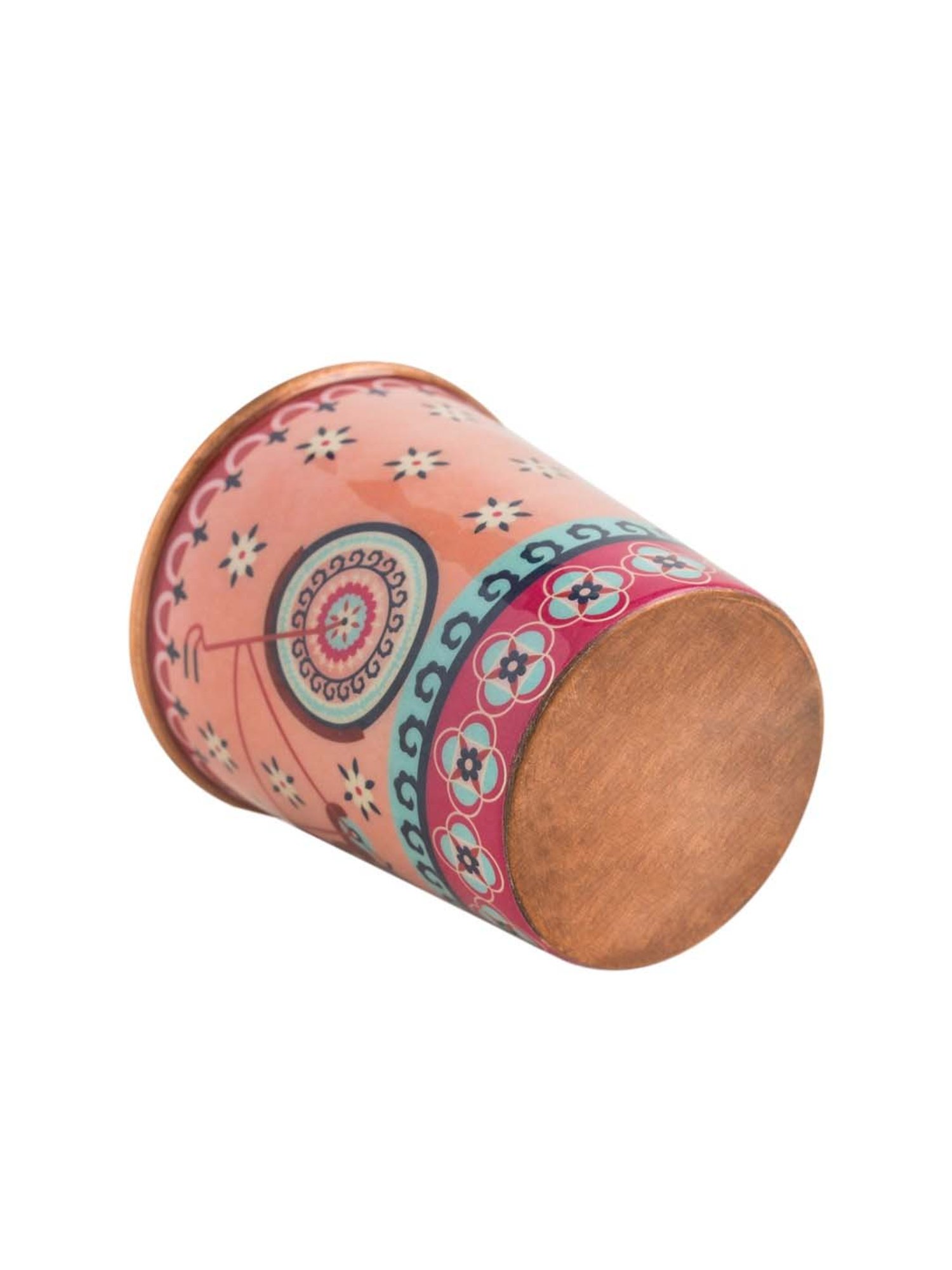 Chumbak Floral Cycling Peach Copper Tumbler - Set of 1
