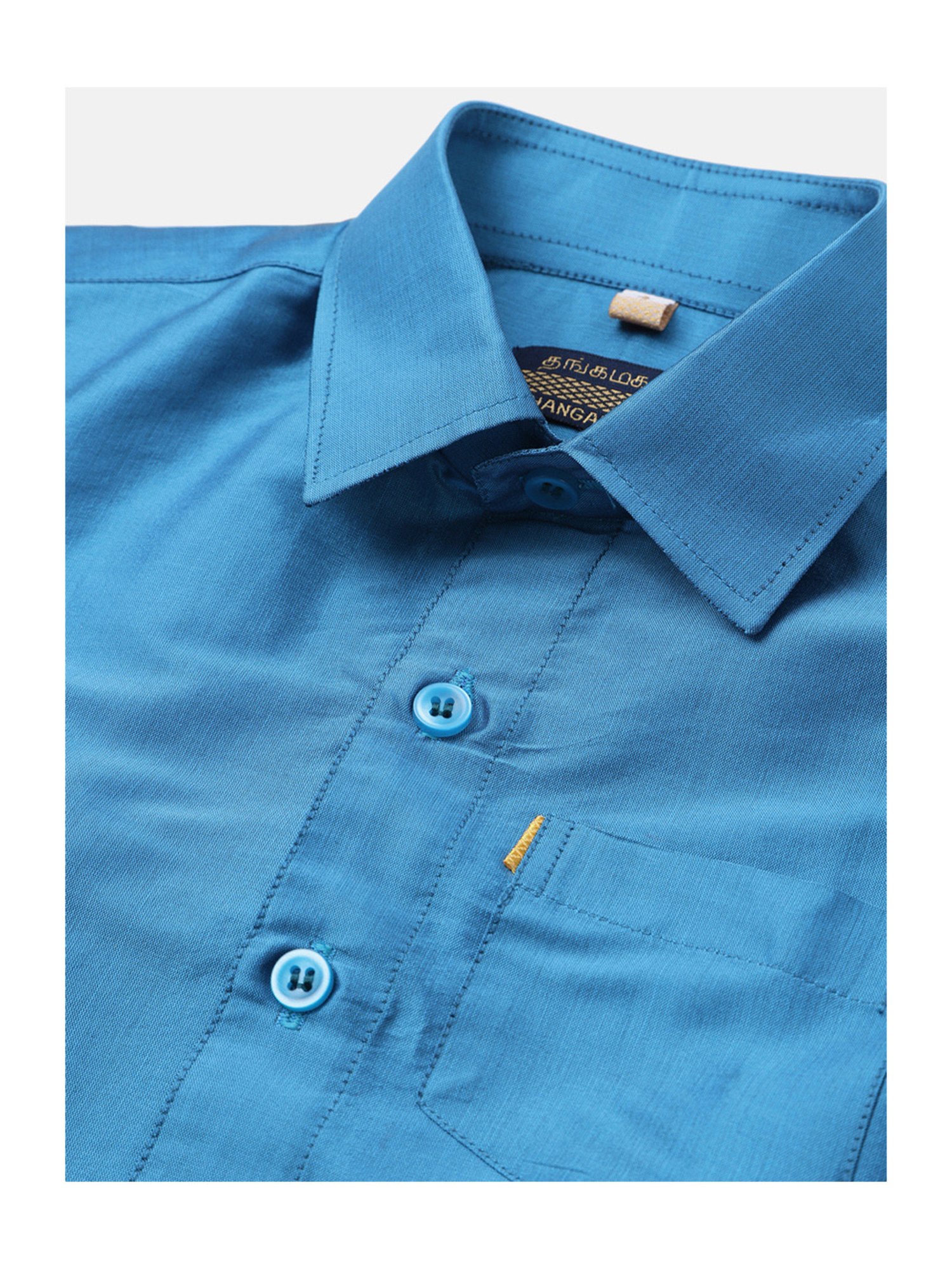 THANGAMAGAN Kids Blue Solid Lining Shirt