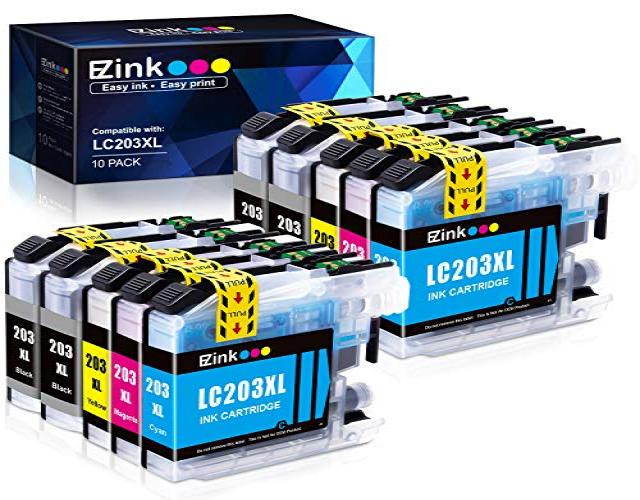 E-Z Ink &trade; Compatible Ink Cartridge Replacement For Brother LC203 LC-203 LC-203XL LC-203 XL LC203XL LC 203 XL High Yield (10) Pack (4 Black, 2 Cyan, 2 Magenta, 2 Yellow) LC203BK LC203C LC203M LC203Y