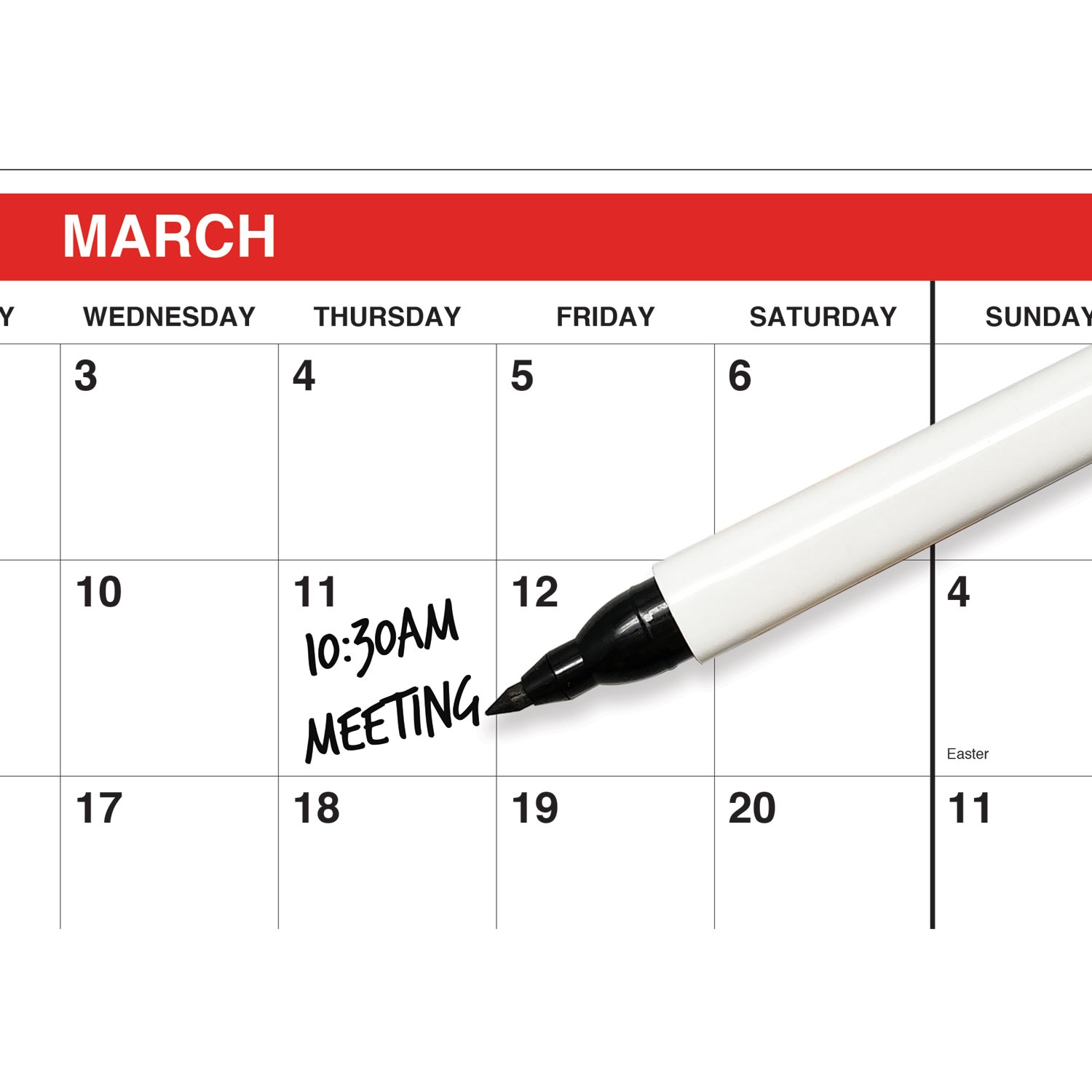 Universal Erasable Wall Calendar 24 x 36 White/Red 2021 71004