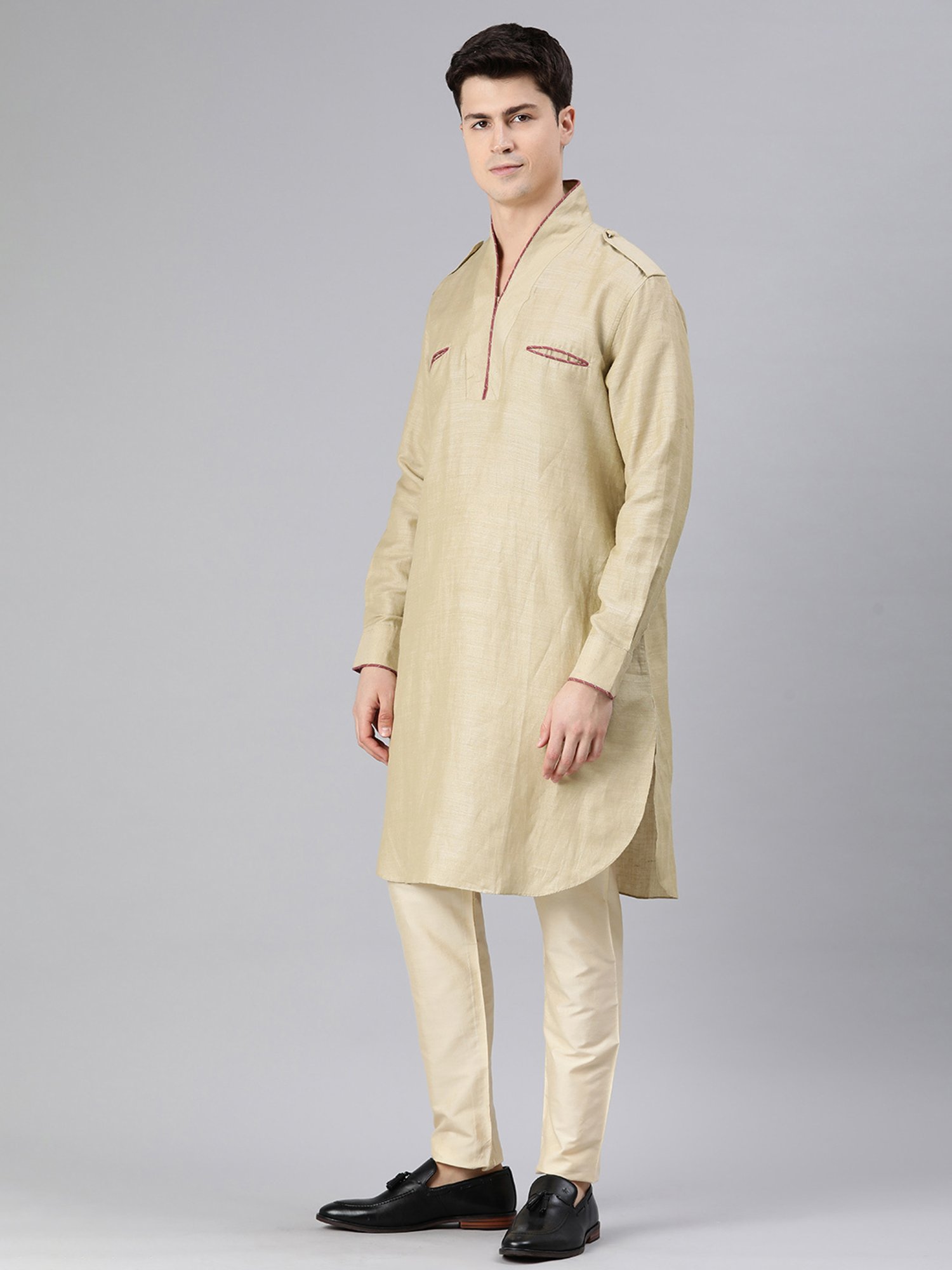 Manthan Fawn Regular Fit Pathani Kurta