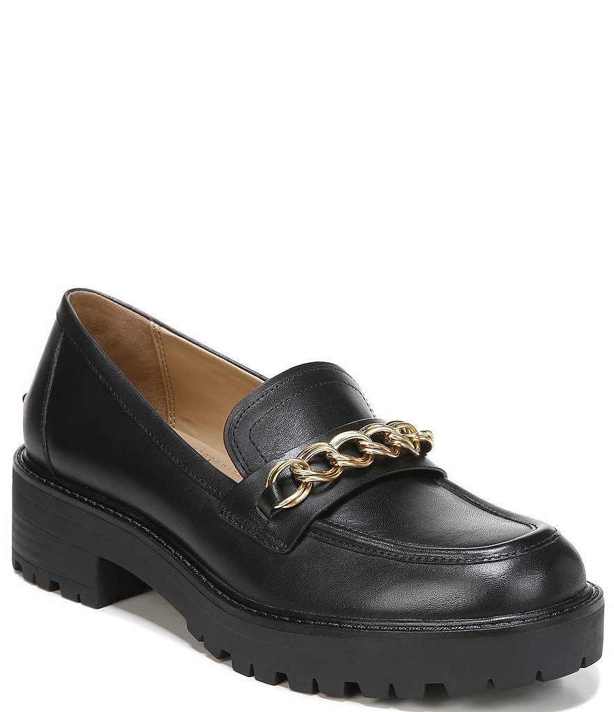 Sam Edelman Taelor Lug Sole Chain Detail Leather Loafers