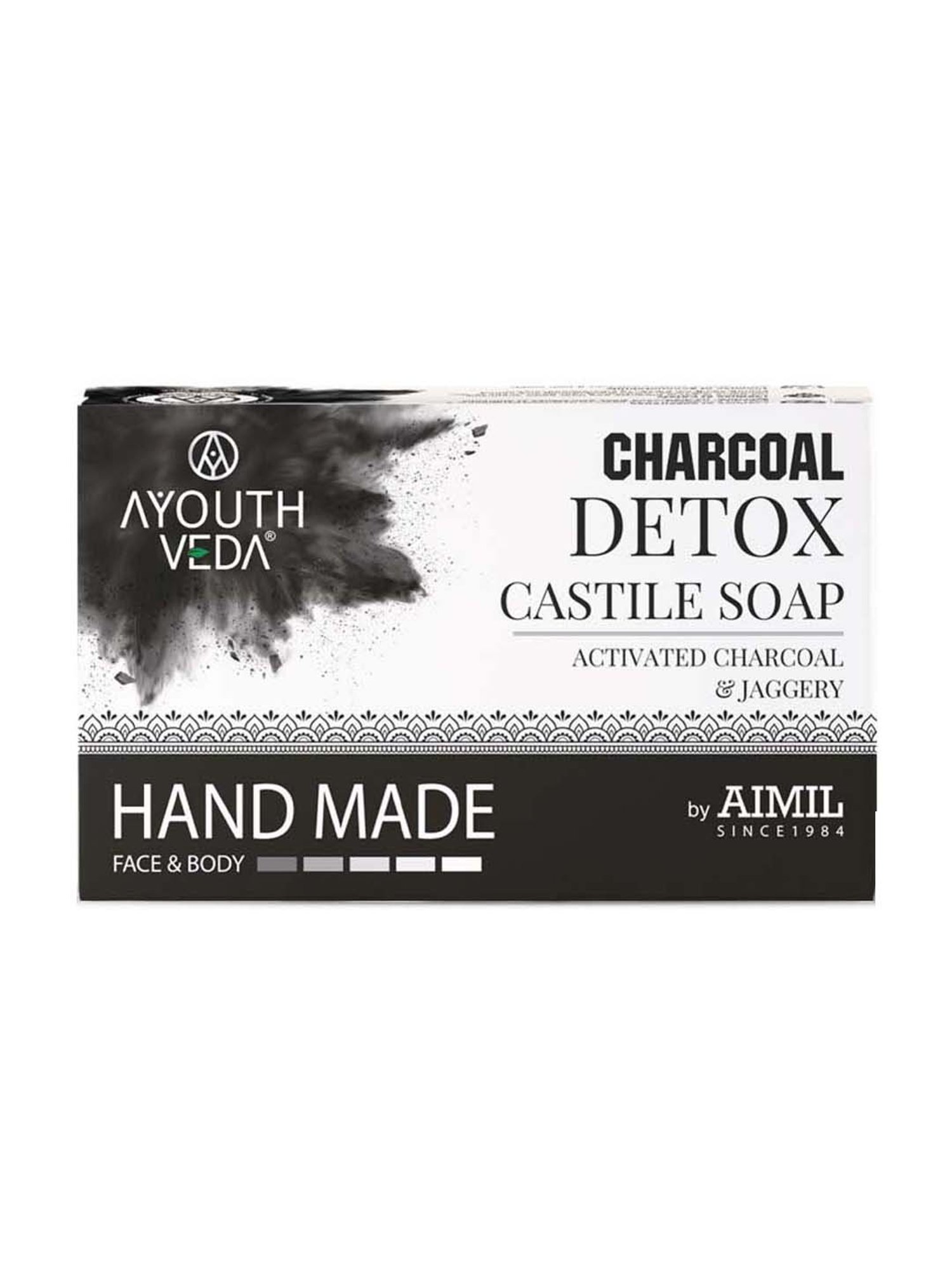 AyouthVeda Charcoal Detox Castile Soap - 100 gm