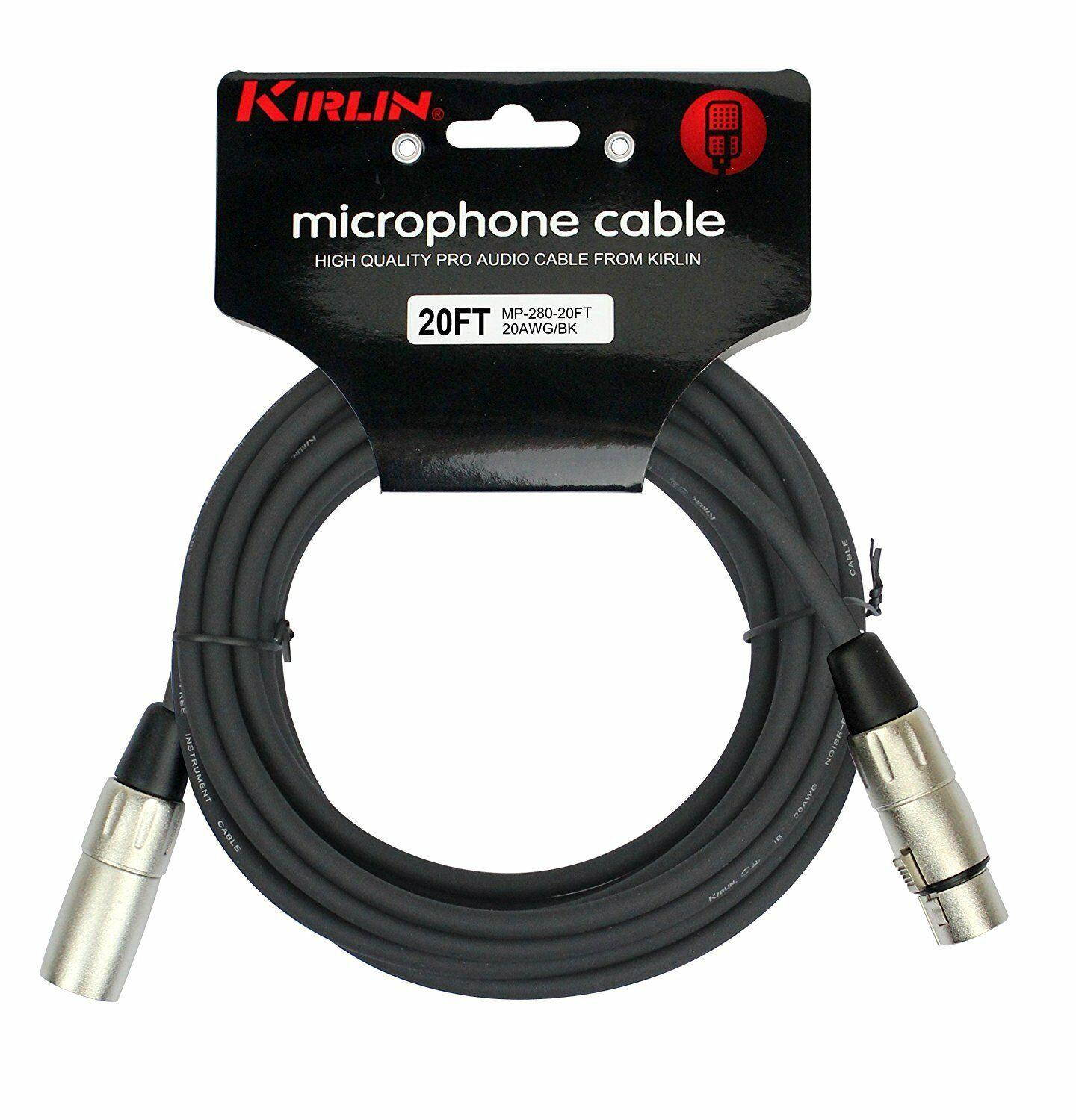 20ft Kirlin XLR 3-Pin Male to Female 20AWG/2C OFC Microphone Cable, XR-0020A