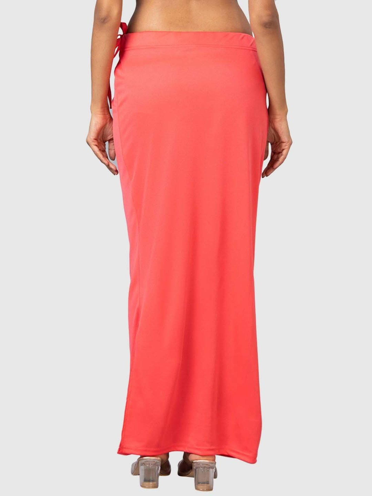 Salwar Studio Coral Plain Saree Shapewear