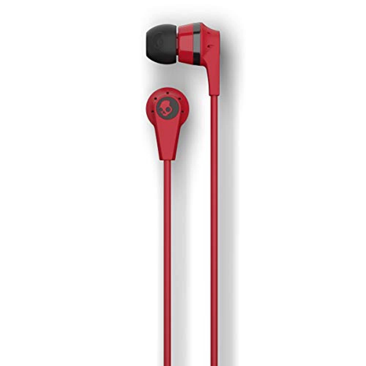 Skullcandy Ink'd Bluetooth Wireless Earbuds with Microphone, Noise Isolating Supreme Sound, 8-Hour Rechargeable Battery, Lightweight with Flexible Collar, Red/Black (SCS2IKW-J335)
