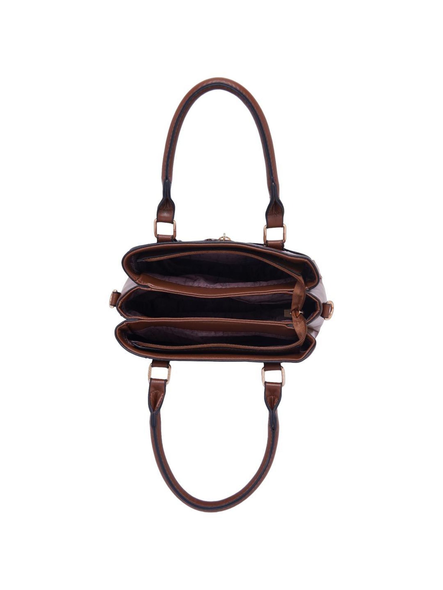 Pierre Cardin Brown Solid Satchel Handbag