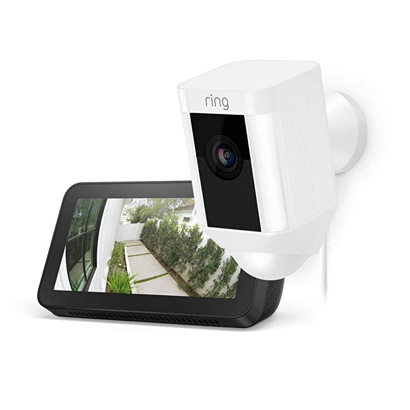 Spotlight Cam Wired White with Echo Show 5 Charcoal