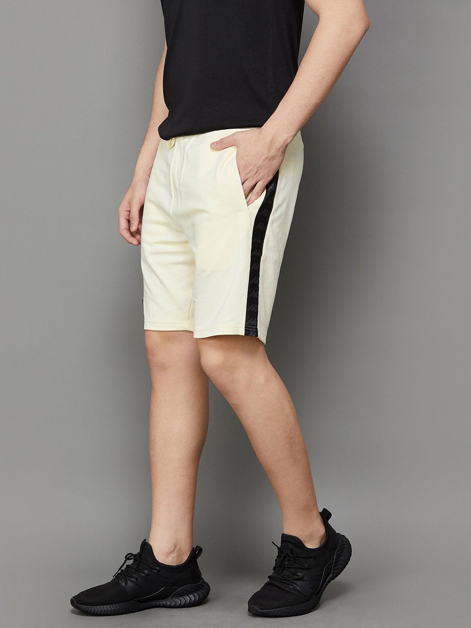 KAPPA Off White Cotton Regular Fit Shorts