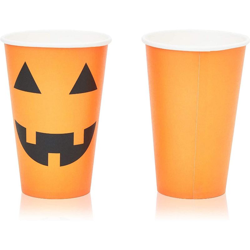 Spooky Central 48 Pack Paper Cups, Pumpkin, Bat and Frankenstein for Halloween Party Supplies (12 oz)