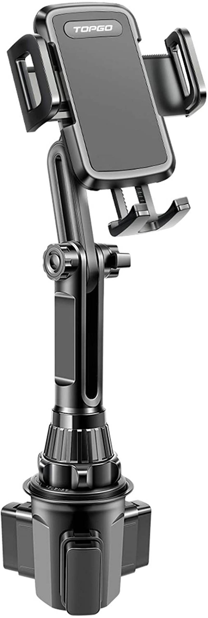 Car-Cup-Holder-Phone-Mount Adjustable Long Pole Automobile Cup Holder Smart Phone Cradle Car Mount for iPhone 11 Pro/XR/XS Max/X/8/7 Plus/6s/Samsung S10 /Note 9/S8 Plus/S7 Edge-Black