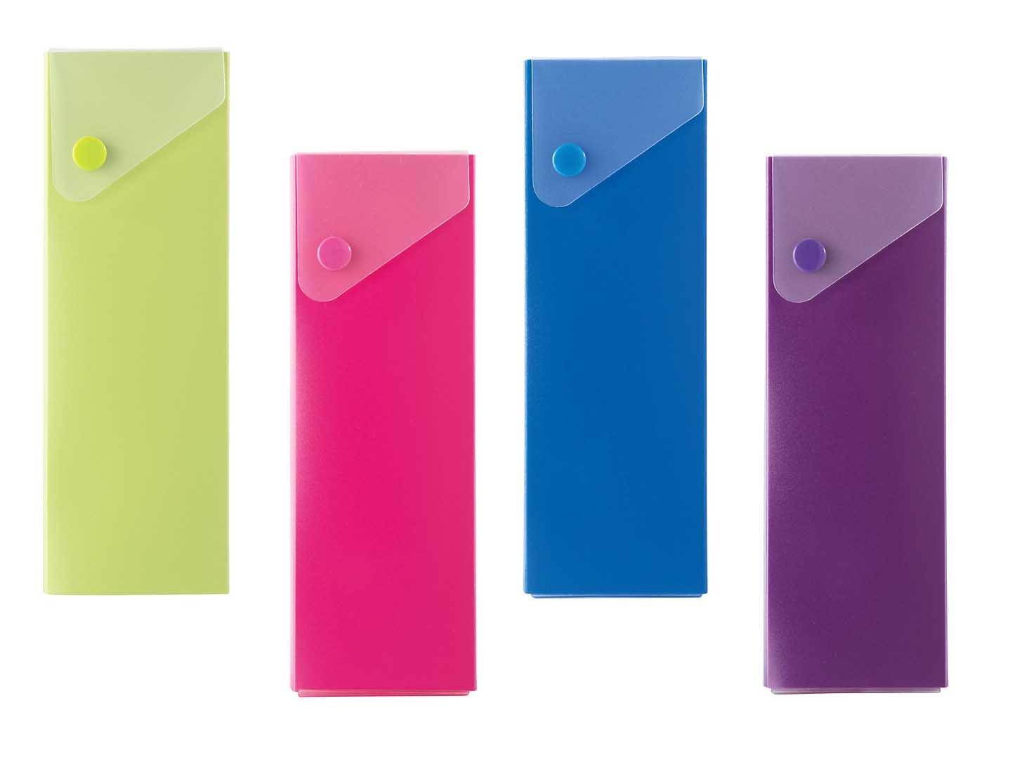 Filexec Pencil Box, Snap Button Closure, With Pull out Drawer, Assorted (Pack of 4) (50103-2097)