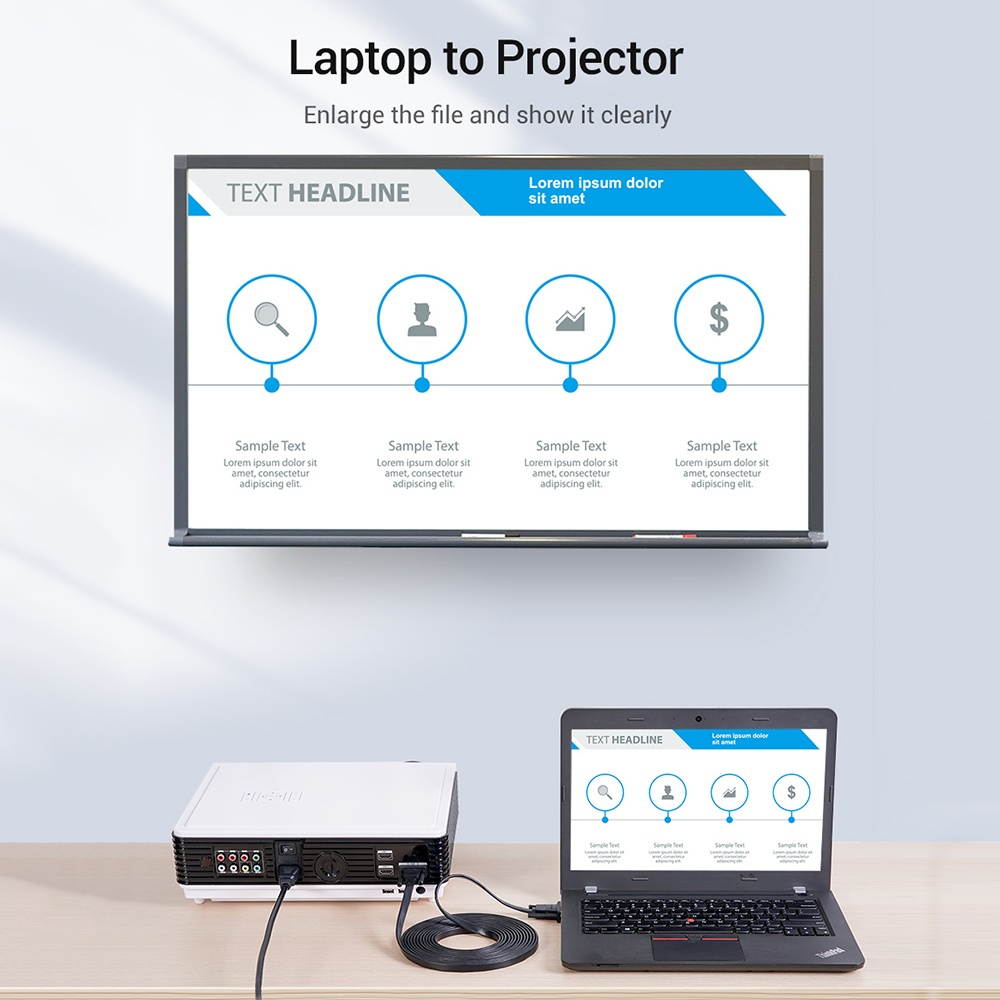 Vention DAIBI VGA Cable 3+6 Male to Male Flat Cable 1080P High HDTV Video Adapter for Projector Monitor Computer Cable 3m