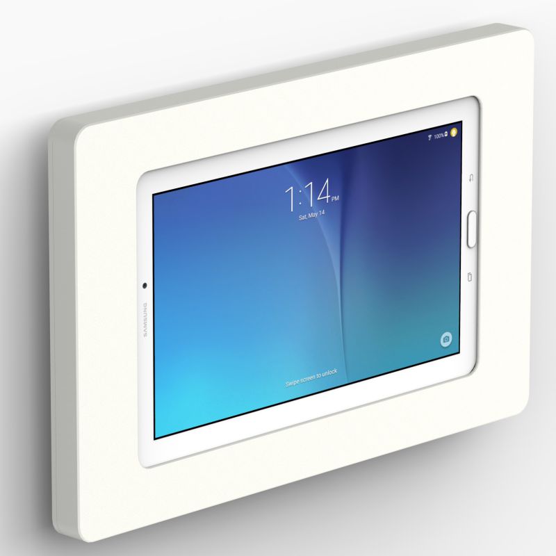 VidaMount White Enclosure and Fixed VESA Slim Wall Mount [Bundle] compatible with Samsung Galaxy Tab E 9.6