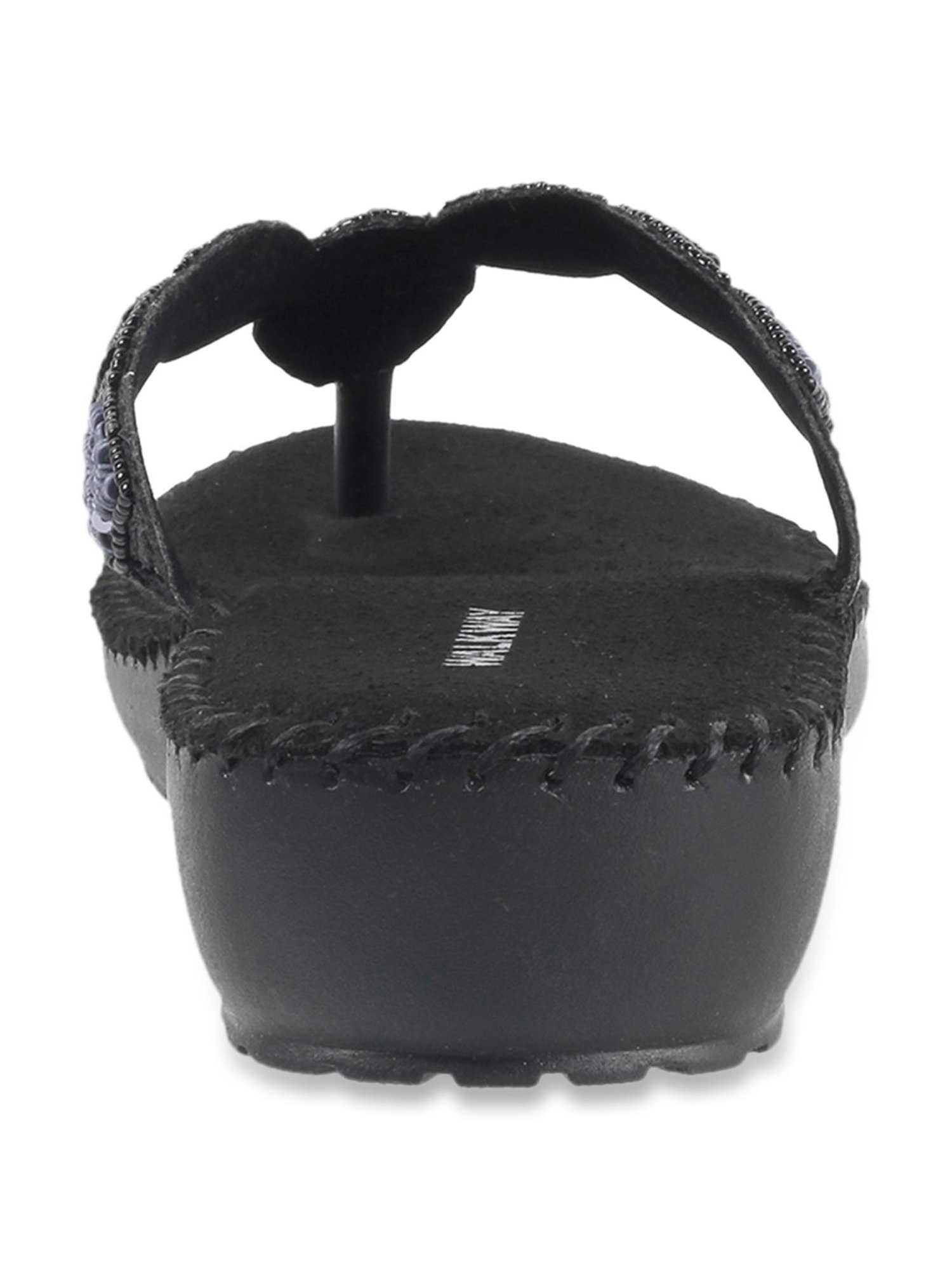 Walkway Women's Black Thong Wedges