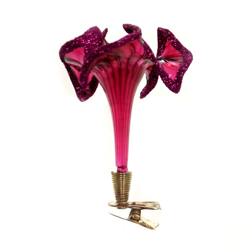 Golden Bell Collection 4.0" Merlot Flower Clip-On Ornament  -  Tree Ornaments