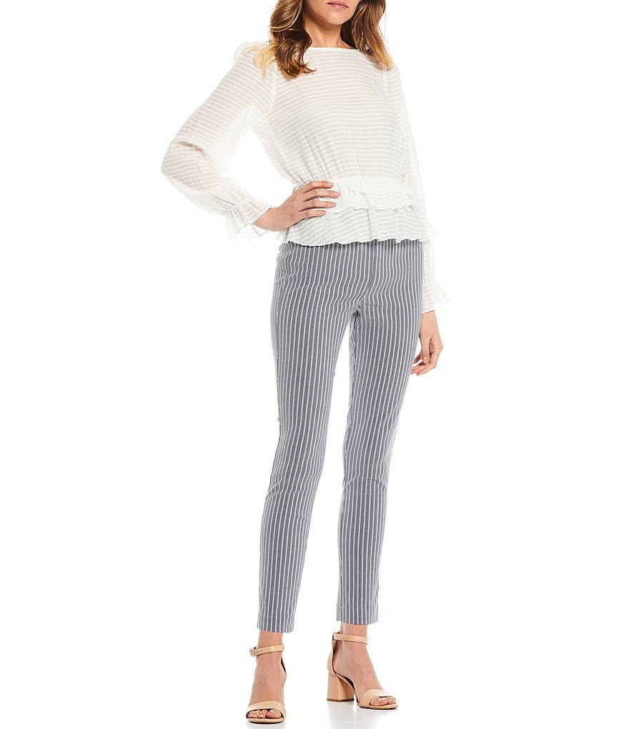 Takara High-Waisted Stripe Printed Pull-On Skinny Pants