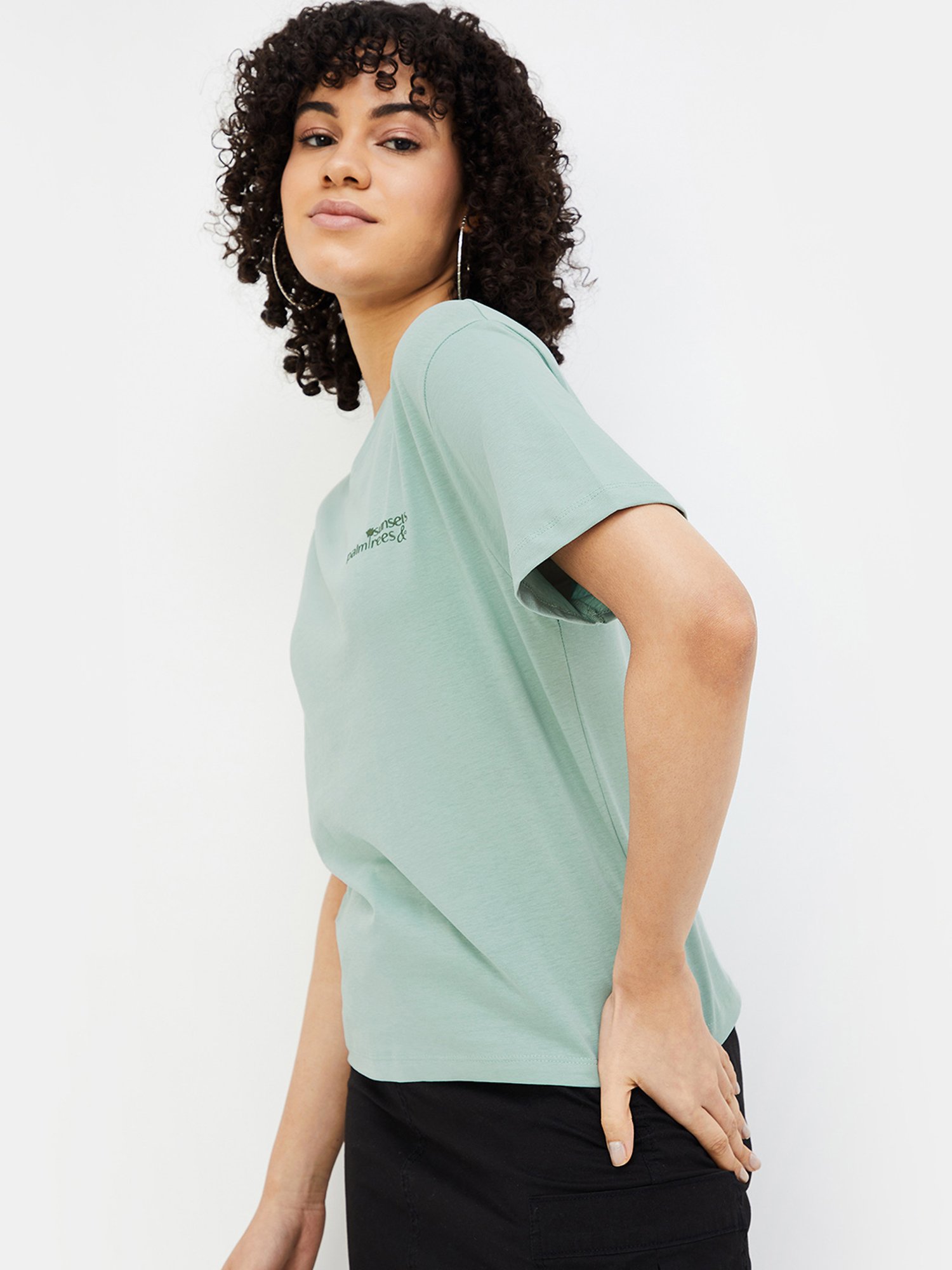 Fame Forever by Lifestyle Sage Green Graphic Print T-Shirt