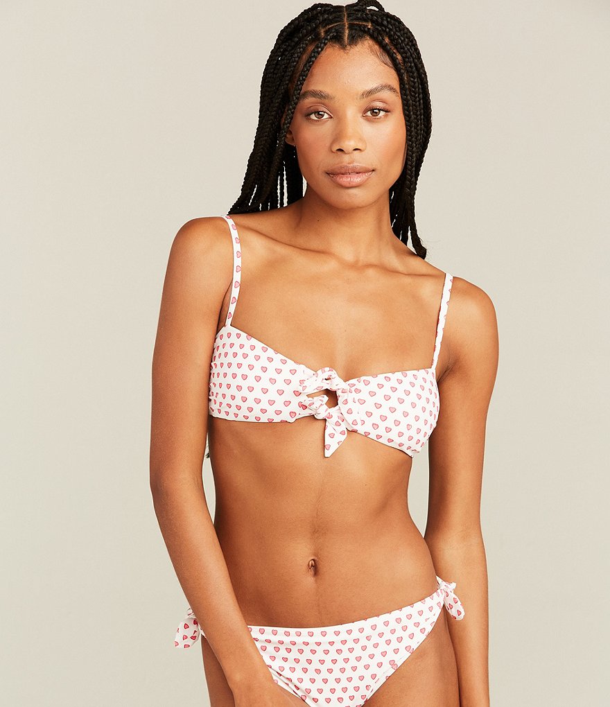 Roller Rabbit Hearts Tie Front Bandeau Swim Top