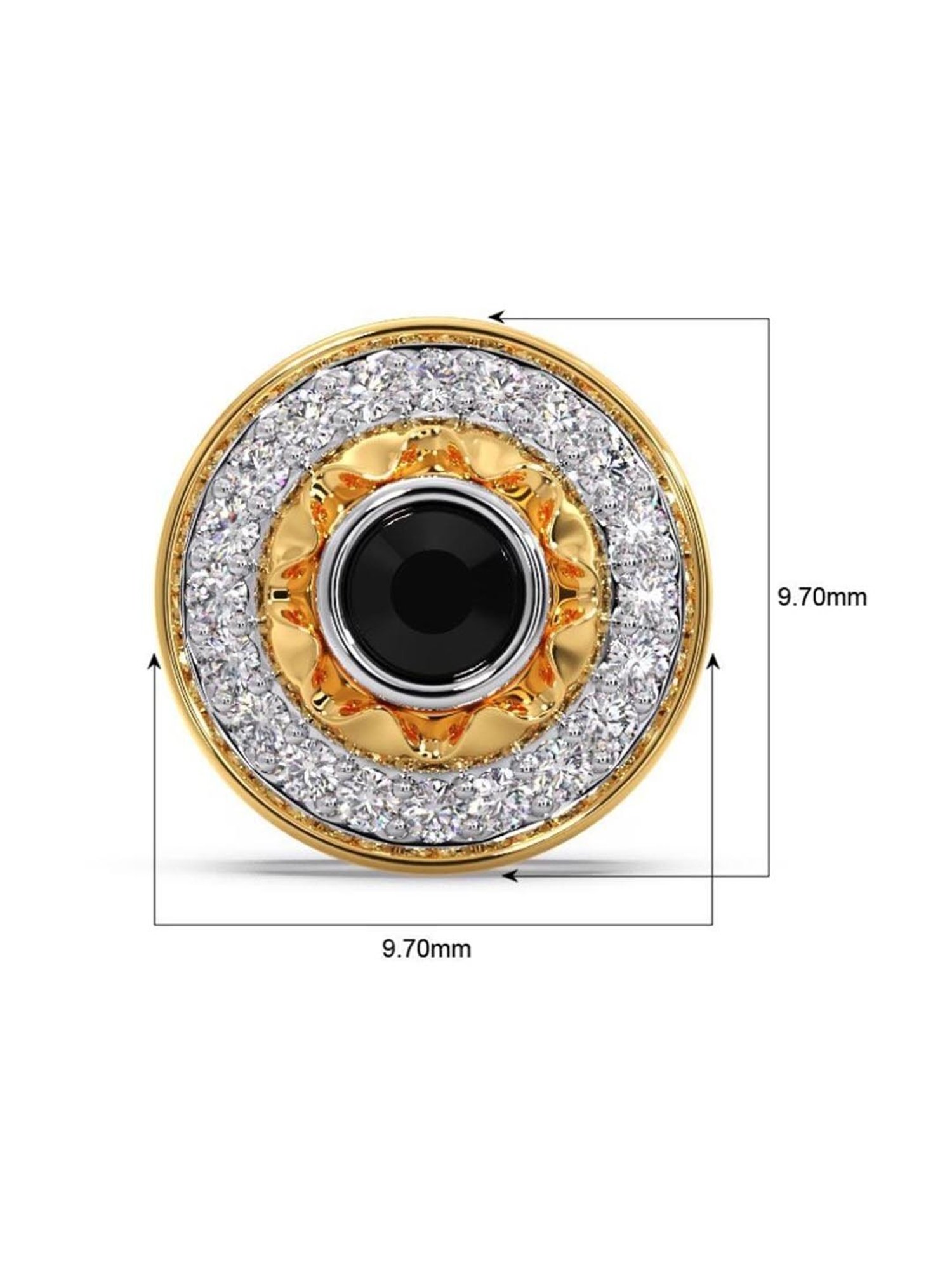 Candere by Kalyan Jewellers 18k Gold Diamond Single Ear Stud Earring Black Onyx Collection for Men