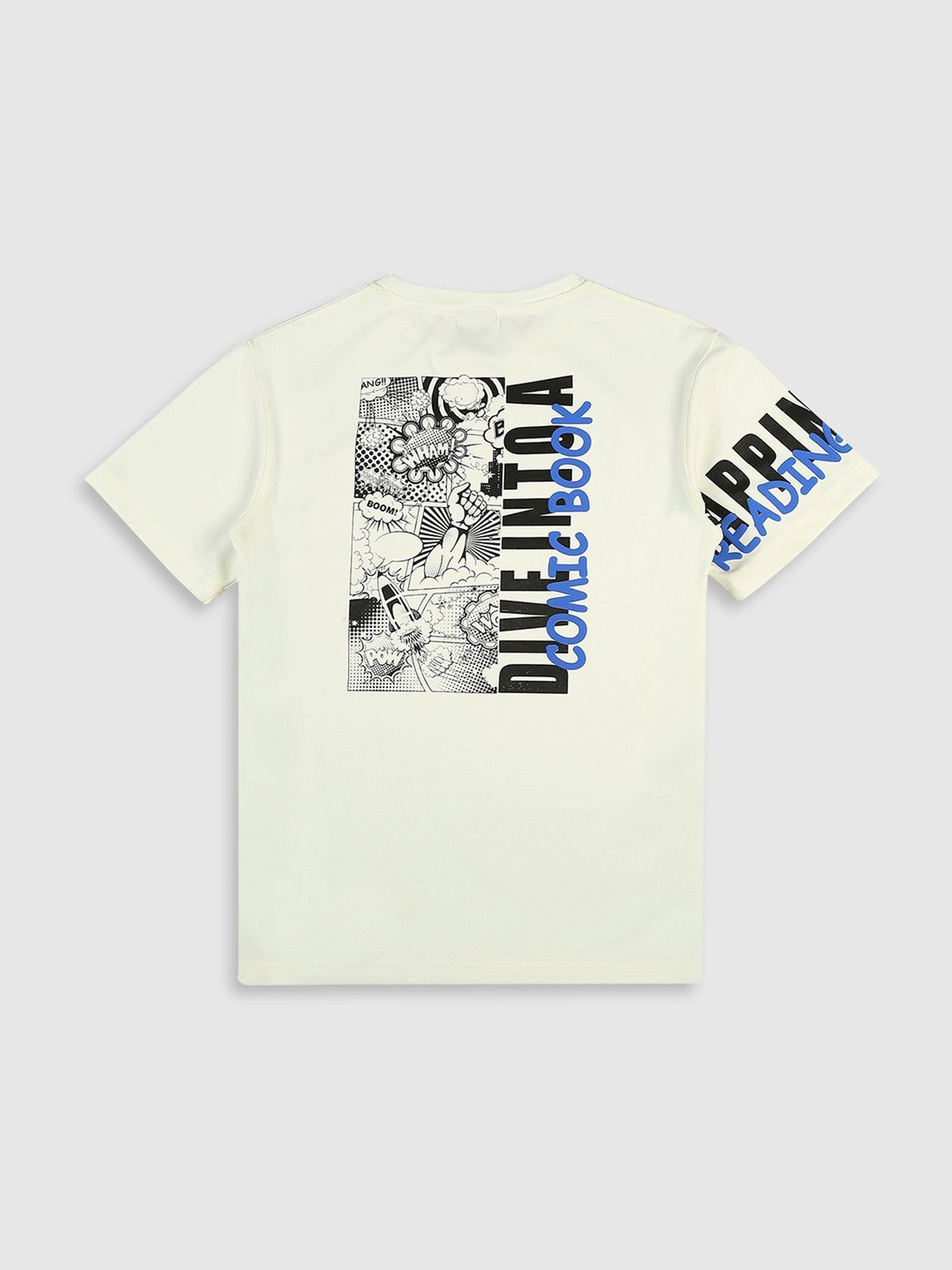 Cavio Kids Cream Printed T-Shirt