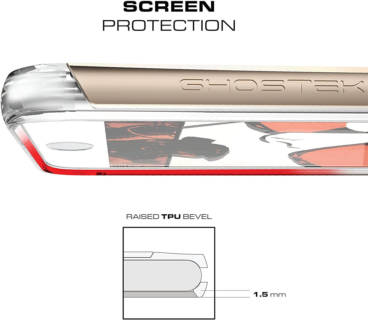 Ghostek Cloak Clear iPhone 7 Plus, iPhone 8 Plus Case with Slim Metal Bumper Design Shockproof Heavy Duty Protection Wireless Charging 2017 iPhone 8 Plus, 2016 iPhone 7 Plus (5.5 Inch) - (Gold)