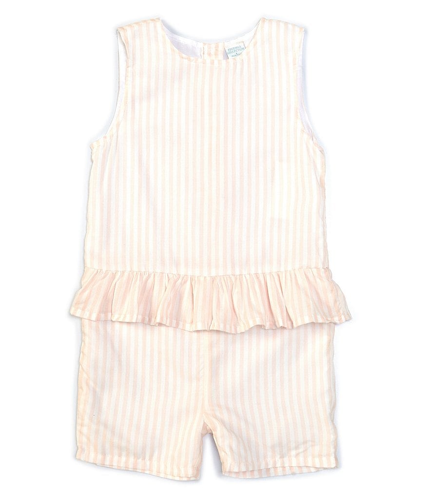 Edgehill Collection Little Girls 2T-6X Stripe Peplum Romper
