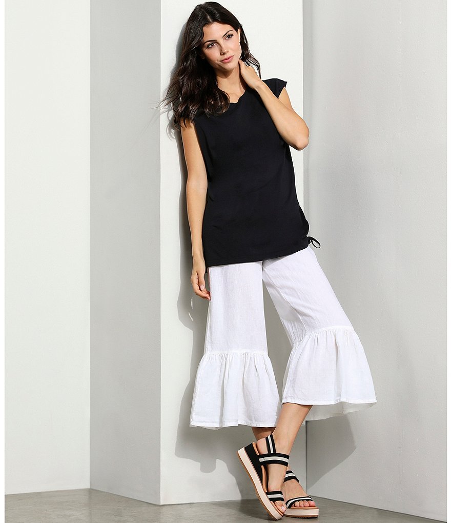 Bryn Walker Quinn Combed Cotton Cap Sleeve Side Ruched Tunic