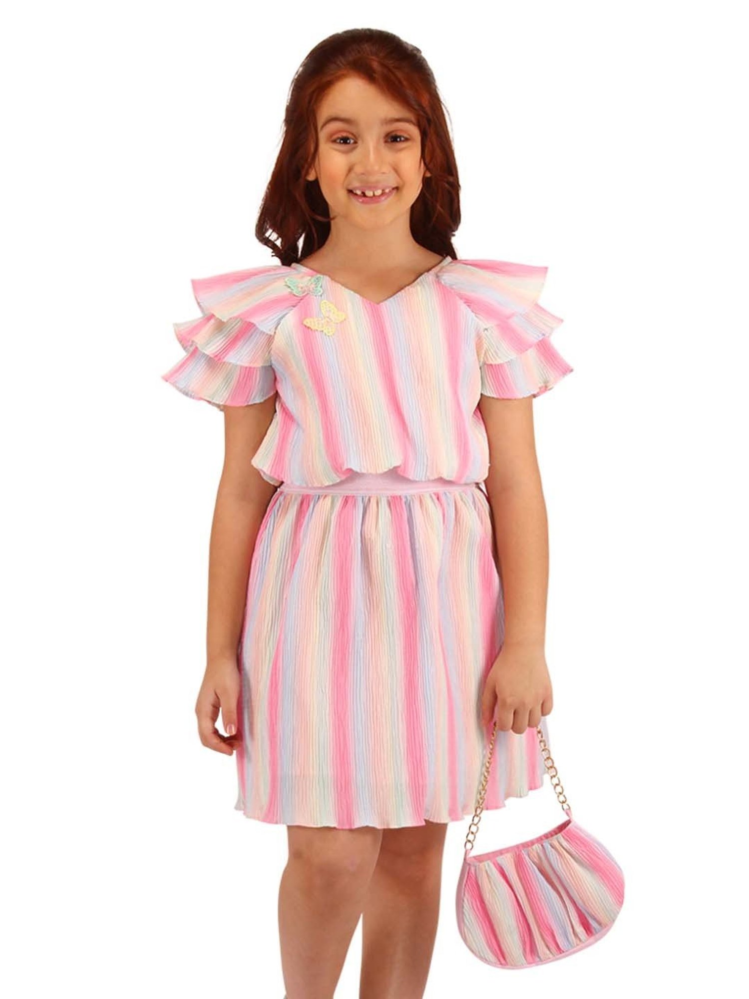 Cutecumber Kids Multicolor Cotton Striped Dress