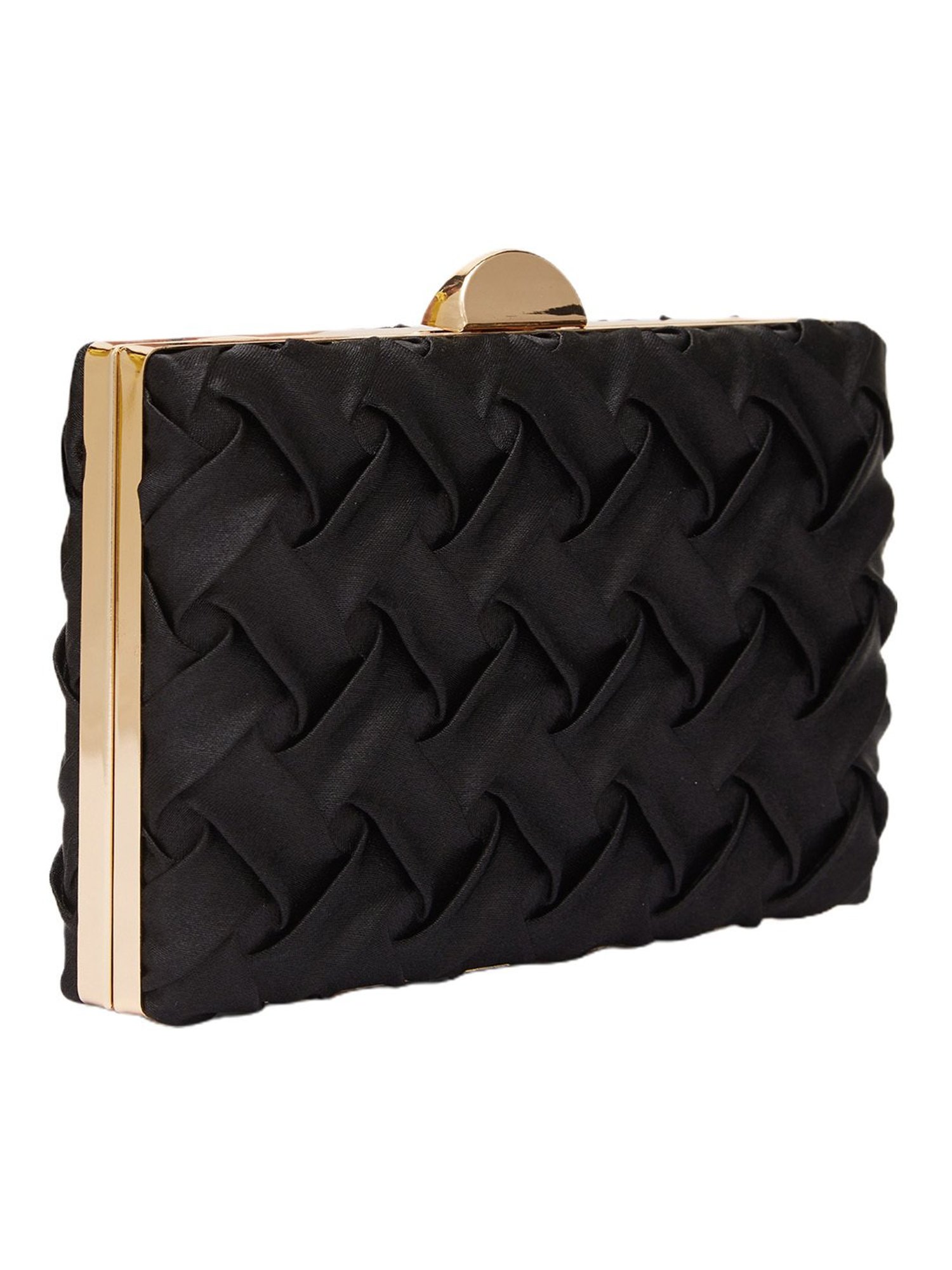 Globus Black Textured Small Party Box Clutch