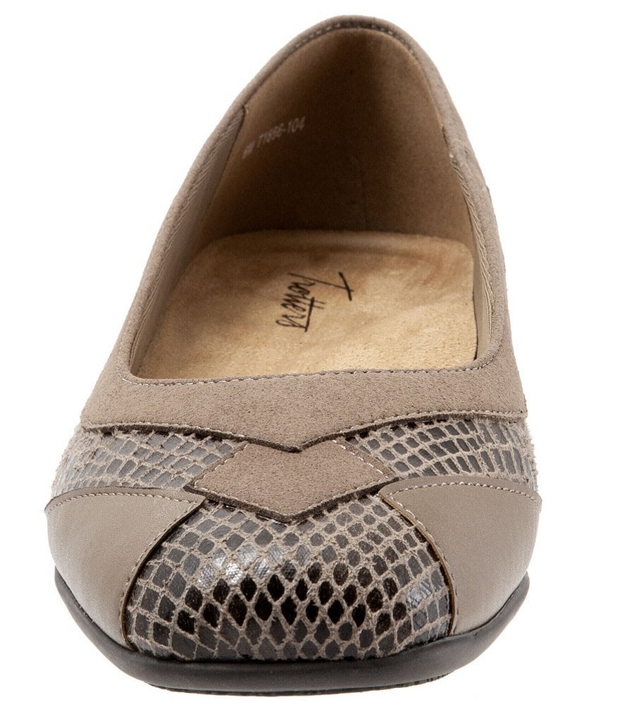 Trotters Sharp Snake Print Suede Ballerina Flats