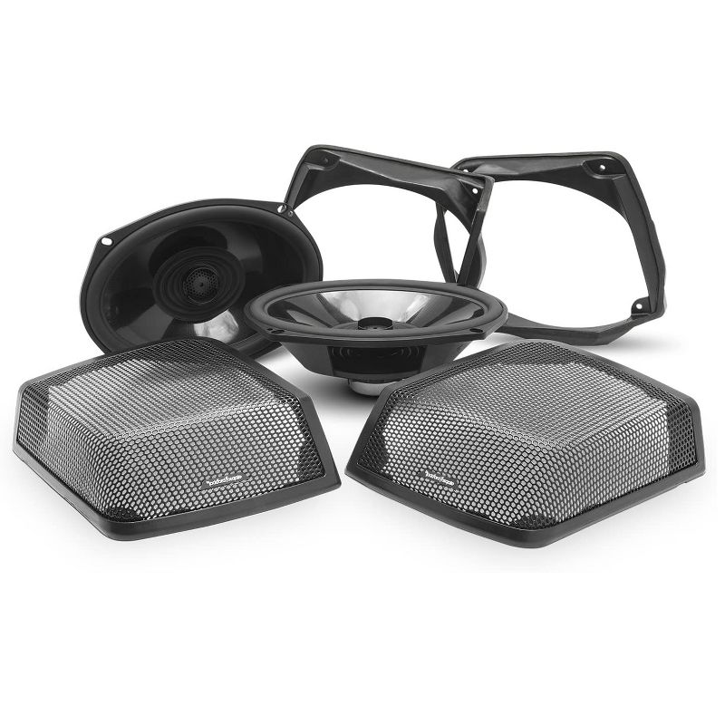 Rockford Fosgate TMS69BL9813 Power Harley Davidson Saddlebag Speaker Audio Kit with Harness and All Installation Hardware, 1998-2013