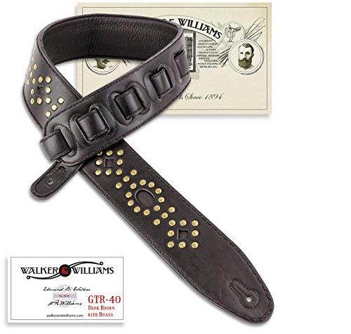 walker & williams gtr40 dark brown leather strap with brass studs