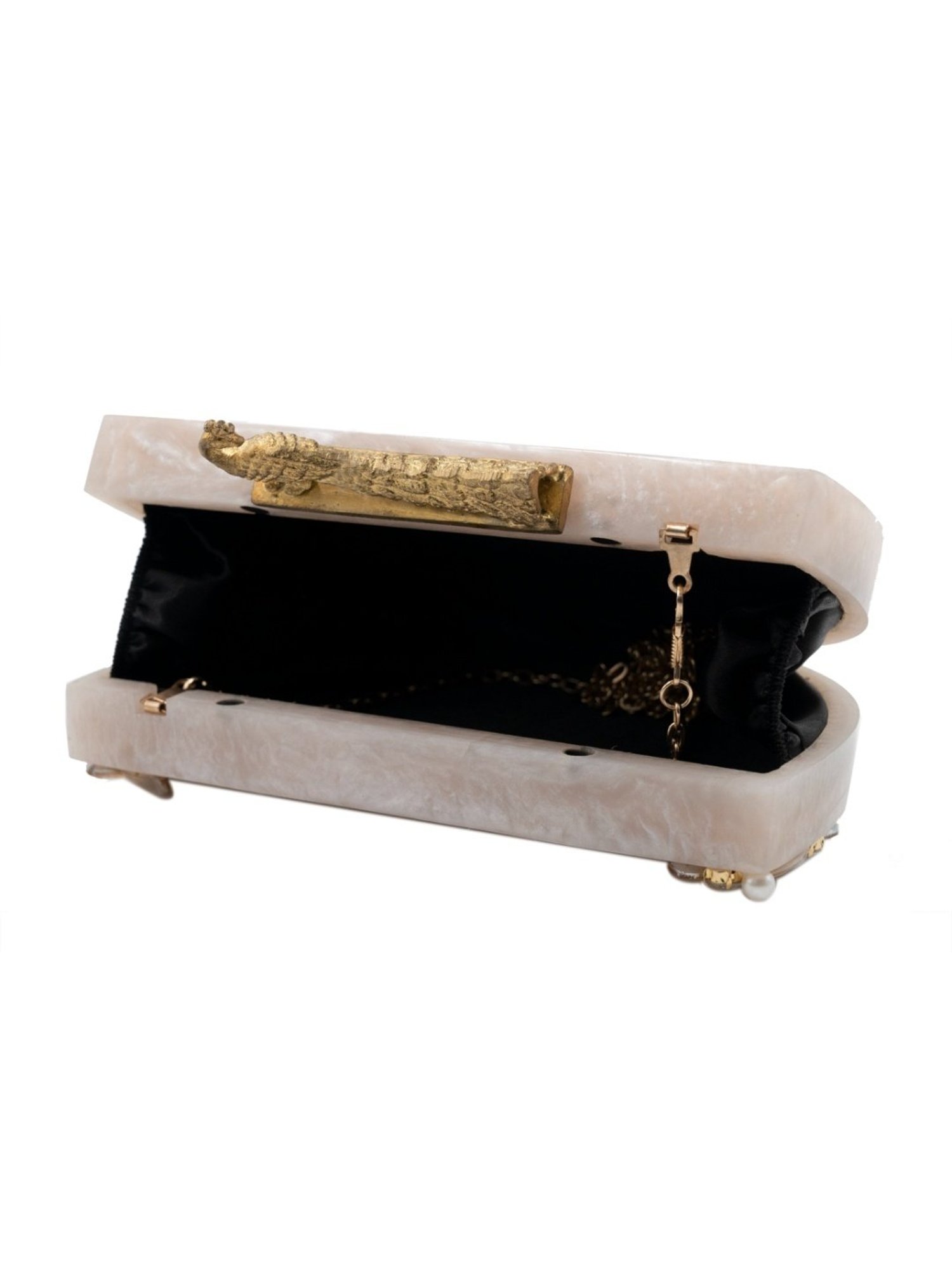 Sugarcrush Beige Luxury Studded Small Clutch