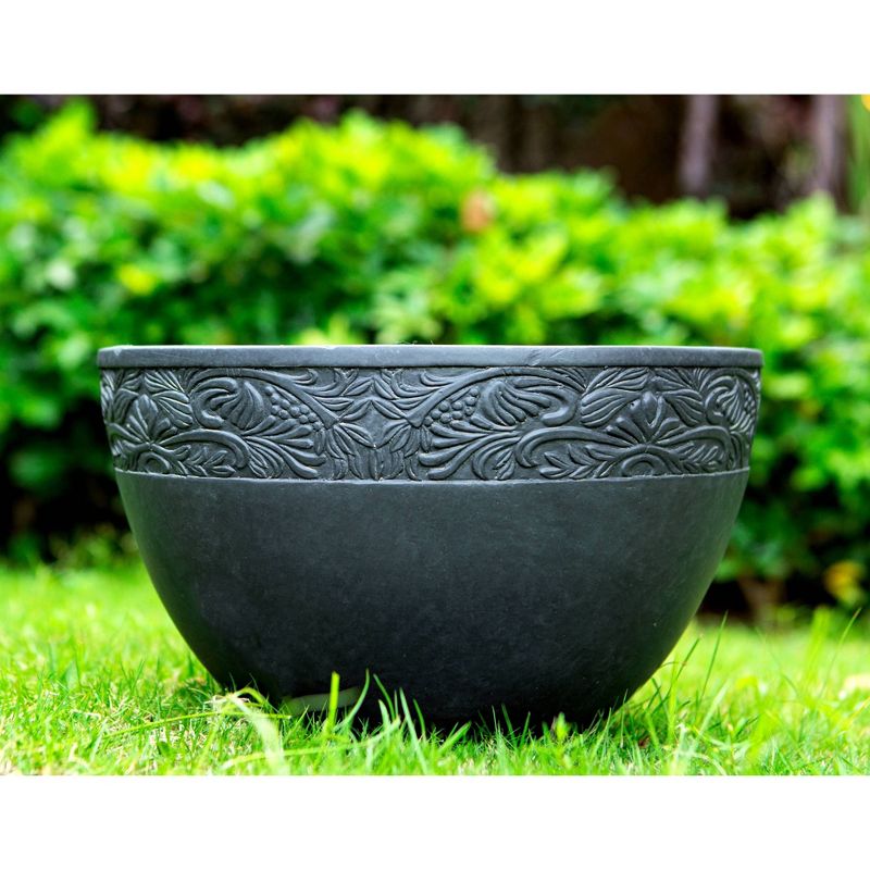 11.8" Kante Lightweight Traditional Bowl Concrete Planter Charcoal Black - Rosemead Home & Garden, Inc.