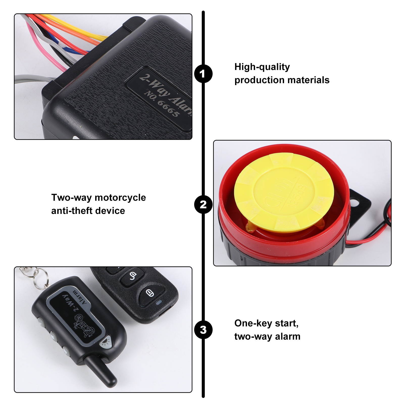 1 Set 2-Way Motorbike Alarm Device Anti-theft Security Tool Kit for Motorbike