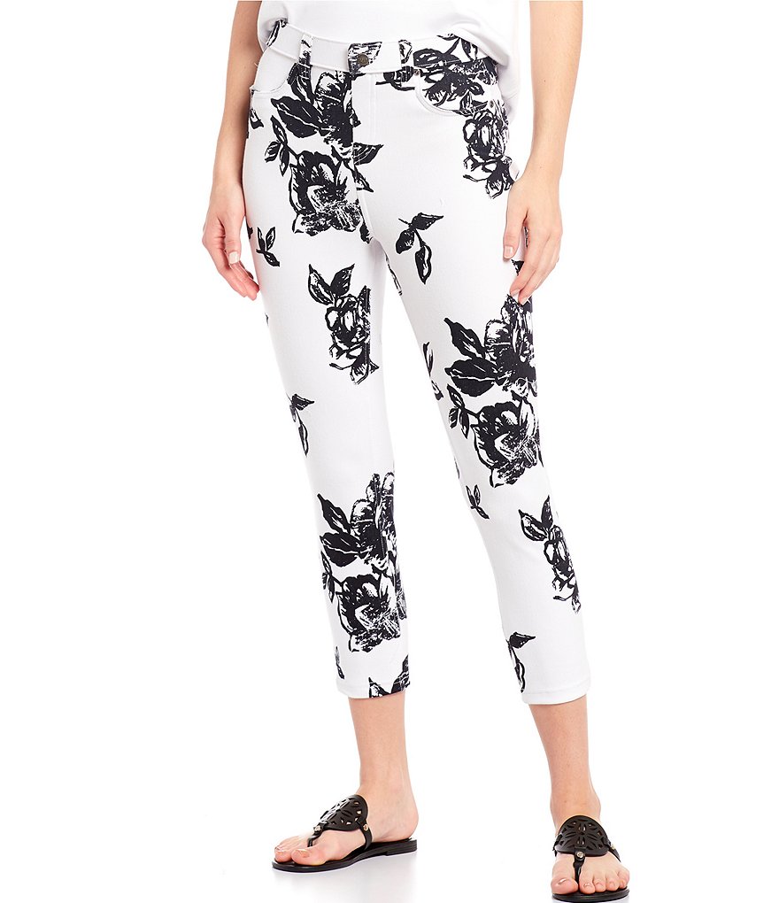 HUE Graphite Rose Ultra Soft Denim High Waist Capri Leggings