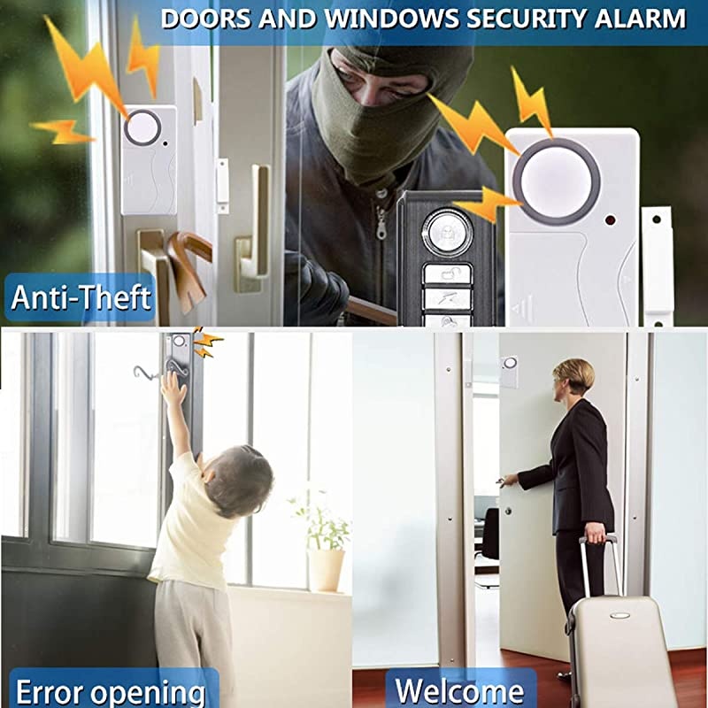 Wireless Door Alarm with Remote, Windows Open Alarms,Home Security Sensor, Pool Alarm for Kids Safety, Prevent Robbery (2 Pack)