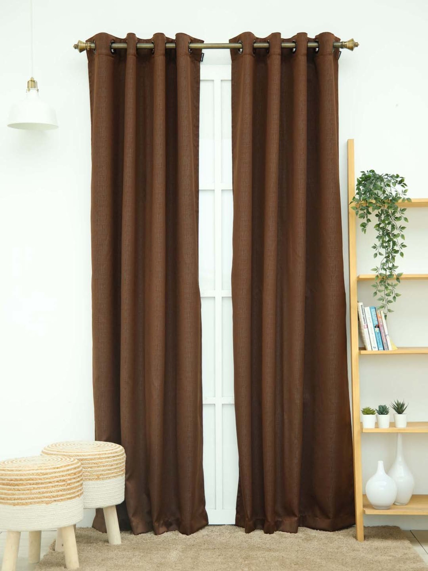 Ariana Richard Brown Polyester 9 ft. Long Door Curtain - Single Piece
