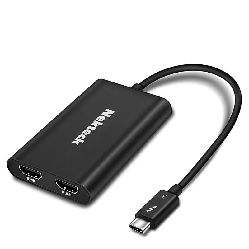 Certified Thunderbolt 3 to Dual 4K HDMI Adapter Converter for Mac and Windows Systems Support Up to Two UHD 4K 60Hz Displays USBC is NOT Supported