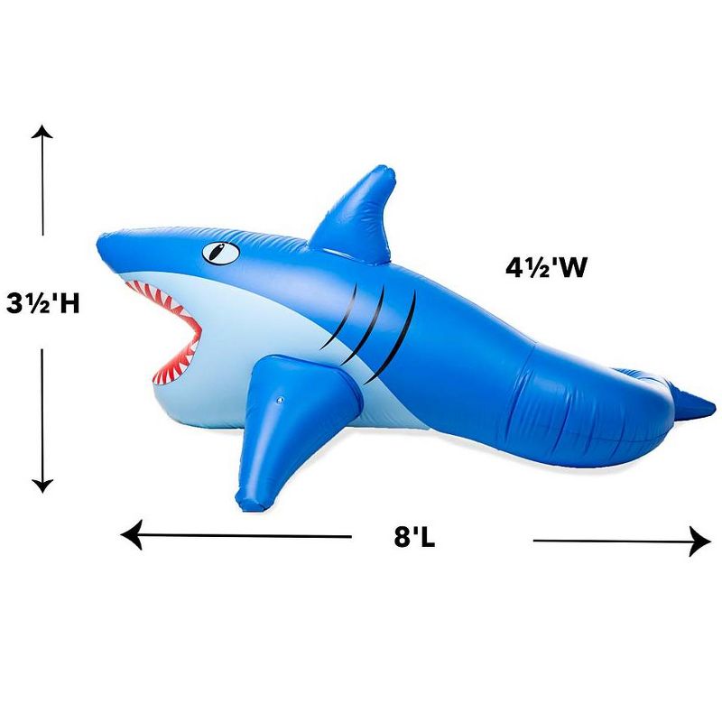 HearthSong - Kids 8'L Giant Inflatable Shark Sprinkler for Kids' Outdoor Active Water Play, 8'L x 4 1/2 'W x 3 1/2 'H