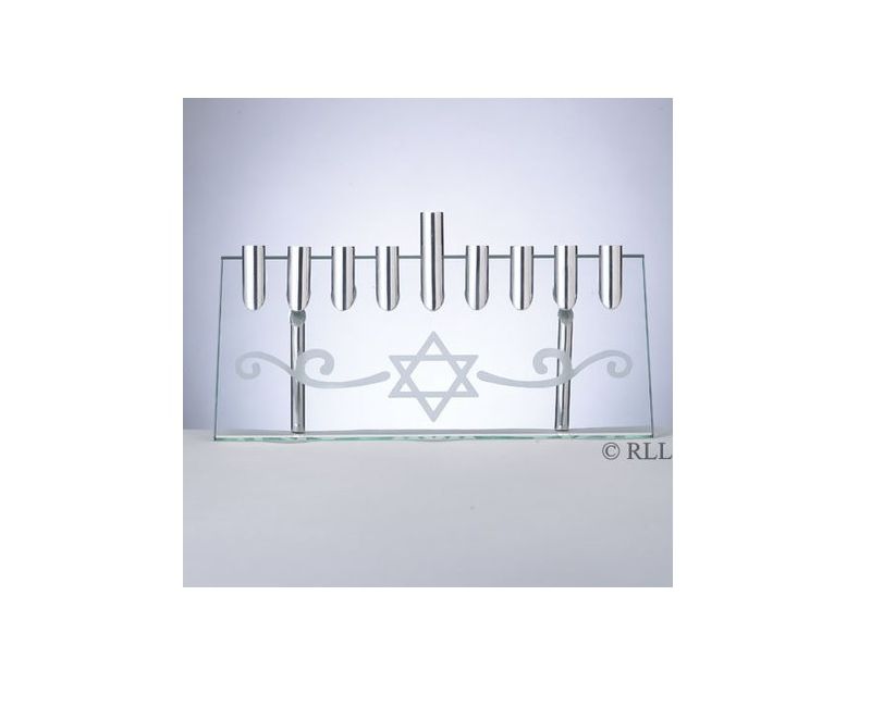 Rite Lite 9.5" Hanukkah Etched Star of David Illusion Candle Menorah - Silver