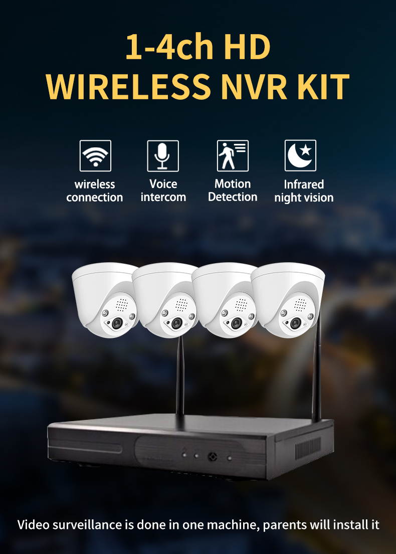 3MP  Simple installation 4-CH security protection wifi Sistema de vigilancia surveillance system security camera system camera kit outdoors security camera systems