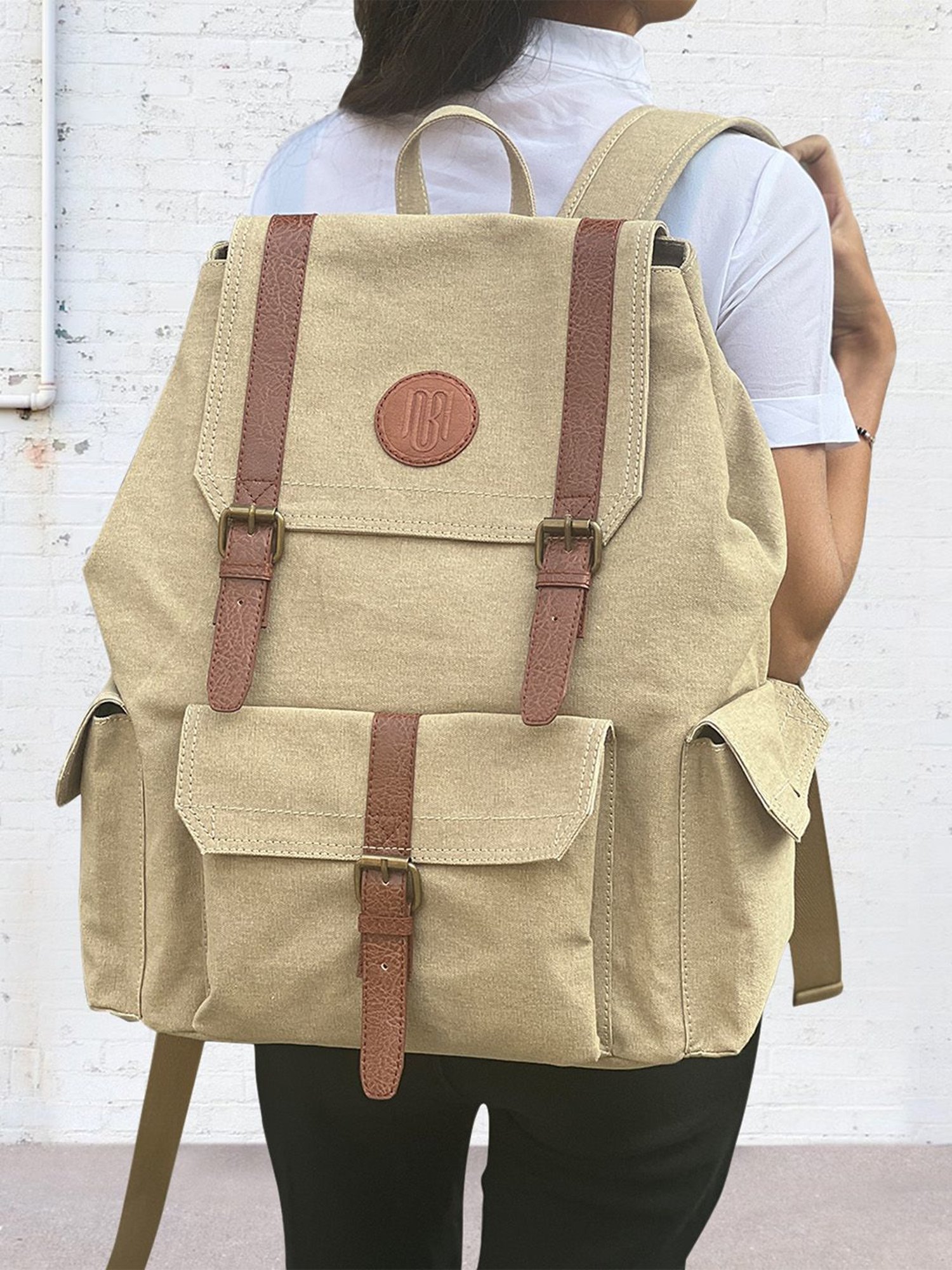 Mona B 18 Ltrs Beige Large Backpack