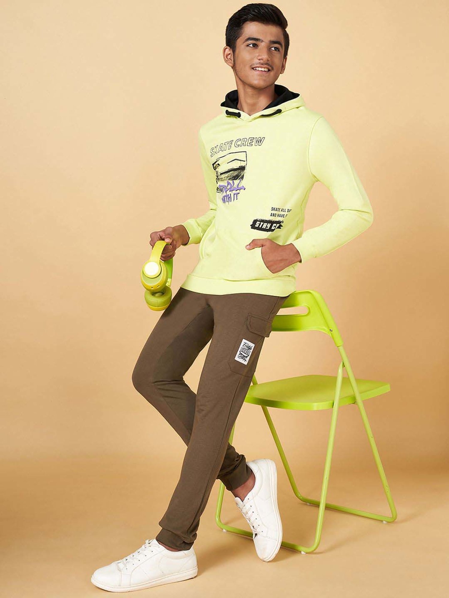 Coolsters by Pantaloons Kids Green Cotton Printed Full Sleeves Sweatshirt