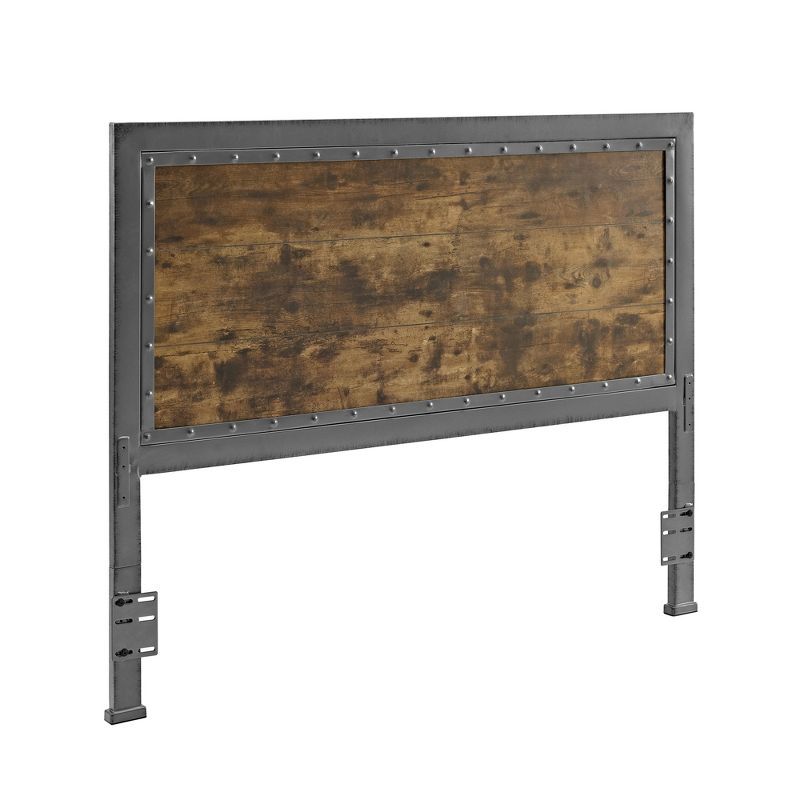 Queen Urban Industrial Wood and Metal Panel Headboard Brown - Saracina Home
