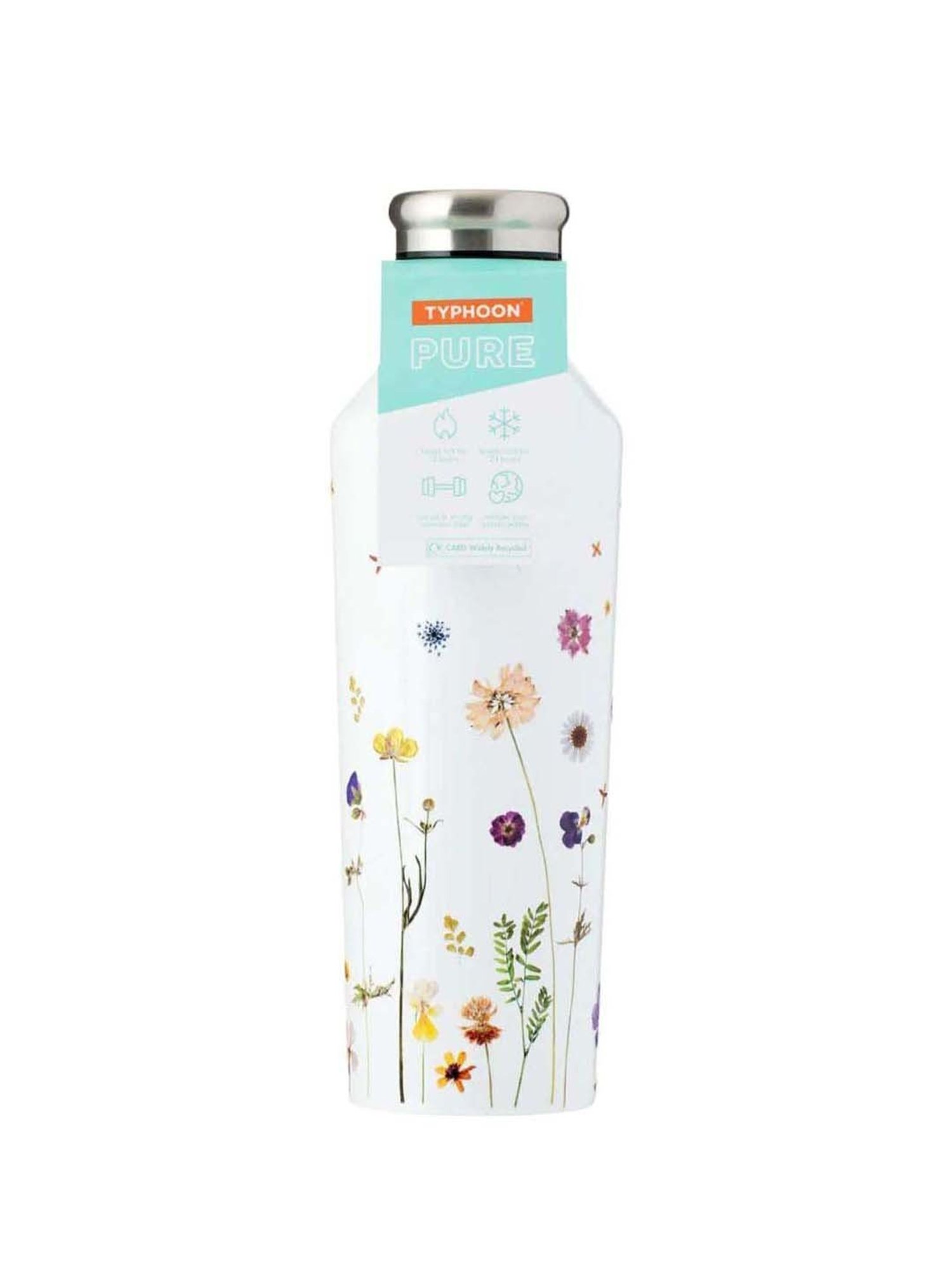 Typhoon Pure Botanics White Stainless Steel Double Wall Water Bottle (0.5 L)