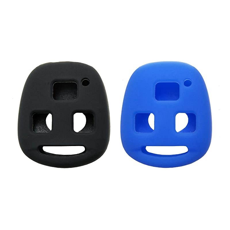 Protector Silicone Smart Key Fob Skin Case Cover Jacket Fit for Lexus ES GS GX IS LS LX RX SC ES300 ES330 rx330 gx470 Toyota Prado Land Cruiser Key Fob Shell Case Black+Blue